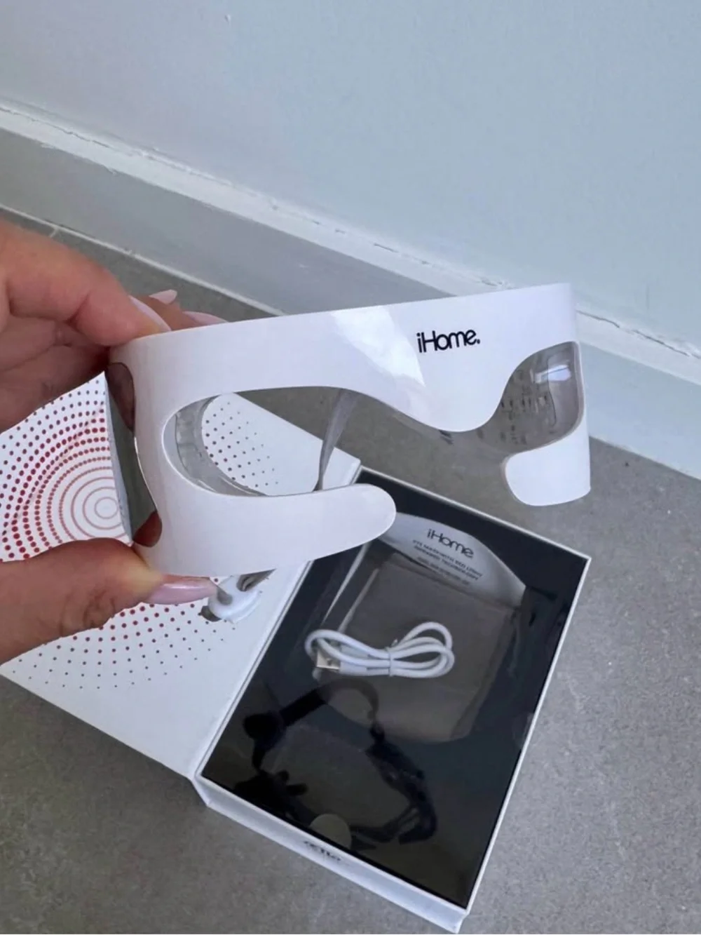 iHome Red LED Eye Mask - Red and Silver Red Light Therapy